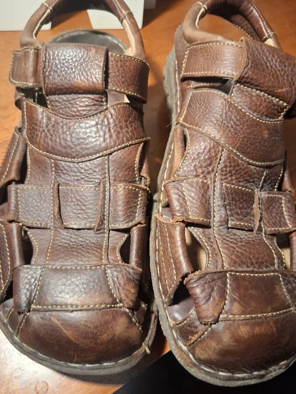 Men's Born Cabot III 3 Brown Leather Fisherman Slingback Sandal Shoes sz 13